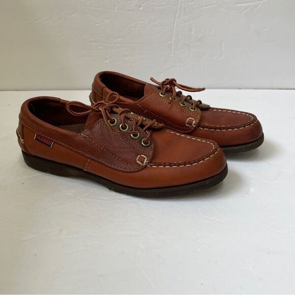 NEW WITHOUT TAGS SEBAGO BOAT LOAFERS IN BROWN LEATHER - Picture 1 of 7
